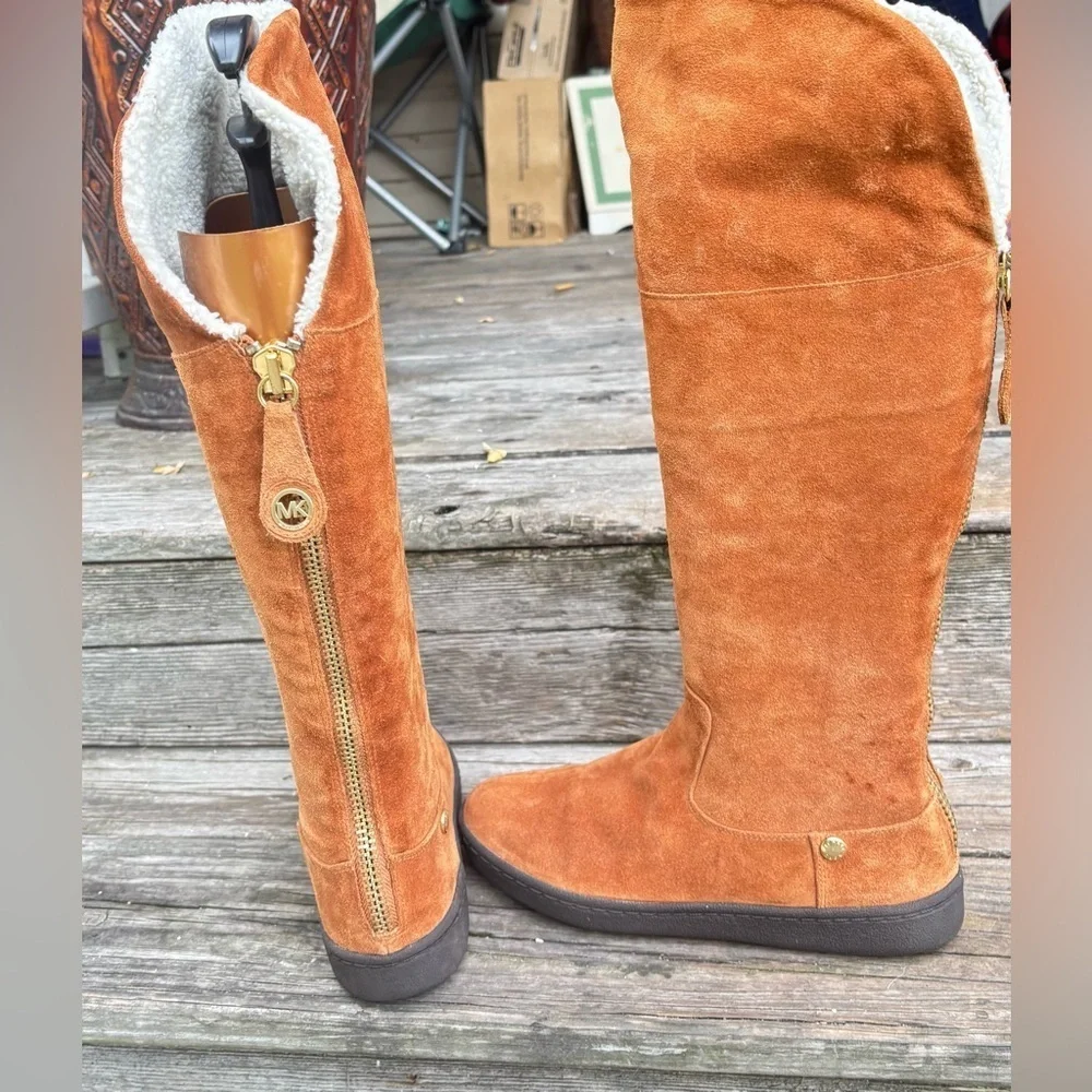 Michael Kors suede boots with a zipper on the back